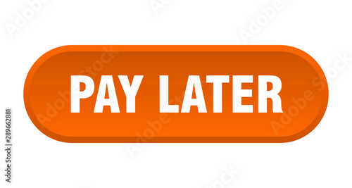 pay later button. pay later rounded orange sign. pay later