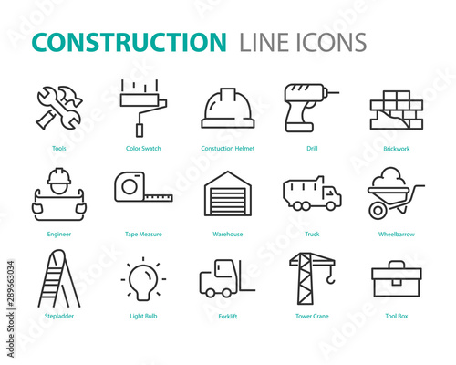 set of constuction icons, engineer, builder