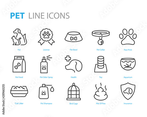 set of pet icons, dog, cat, puppy, animal
