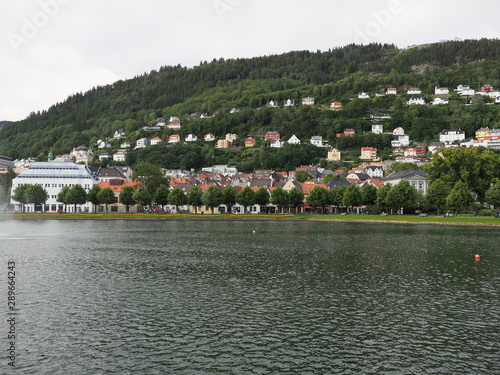 Lille Lungegardsvannet or Smalungeren lake in the centre of city of Bergen in Norway