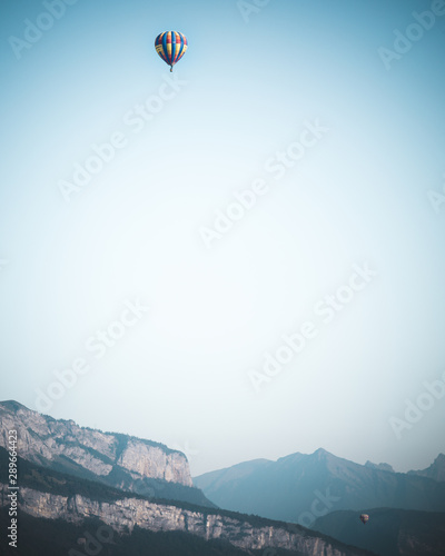Hot air balloon ride in the high mountains