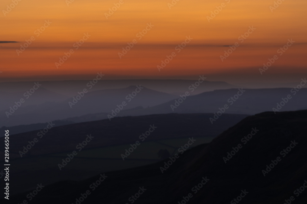 Sunset over the Peak district Derbyshire England Sunset over the Peak district Derbyshire England