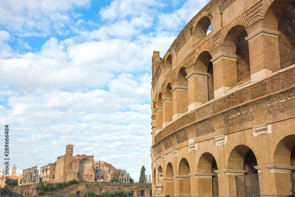 Fototapeta premium Colosseum in Rome roman amphitheater, Italy. Main italian landmark