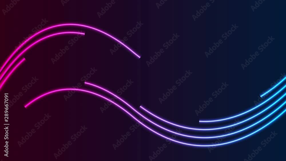 Vidéo Stock Blue and ultraviolet neon laser glowing curved wavy lines ...