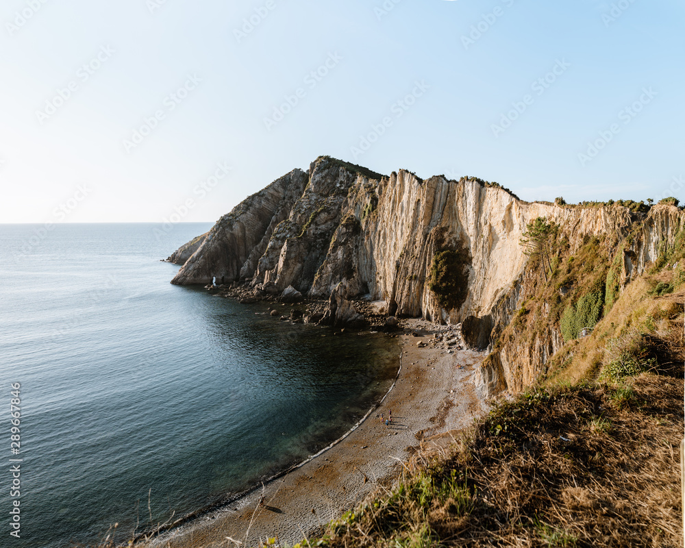 View of the rugged coast of northern Spain in Asturias