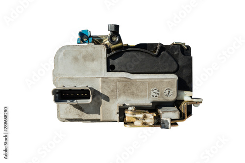 Obraz na plátně Auto door lock, actuator car door, isolated on a white background with a clipping path