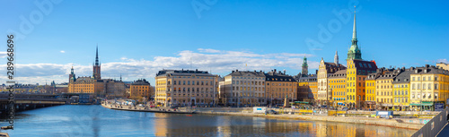 Panoram view of Stockholm skyline with view of Gamla Stan in Stockholm, Sweden