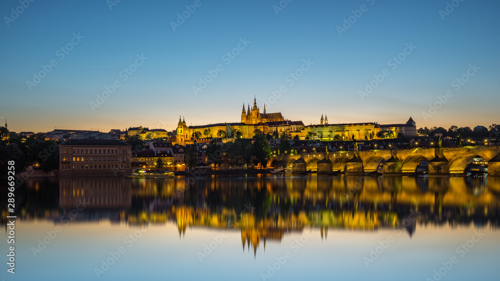 Night view of Prague old town city skyline in Czech Republic