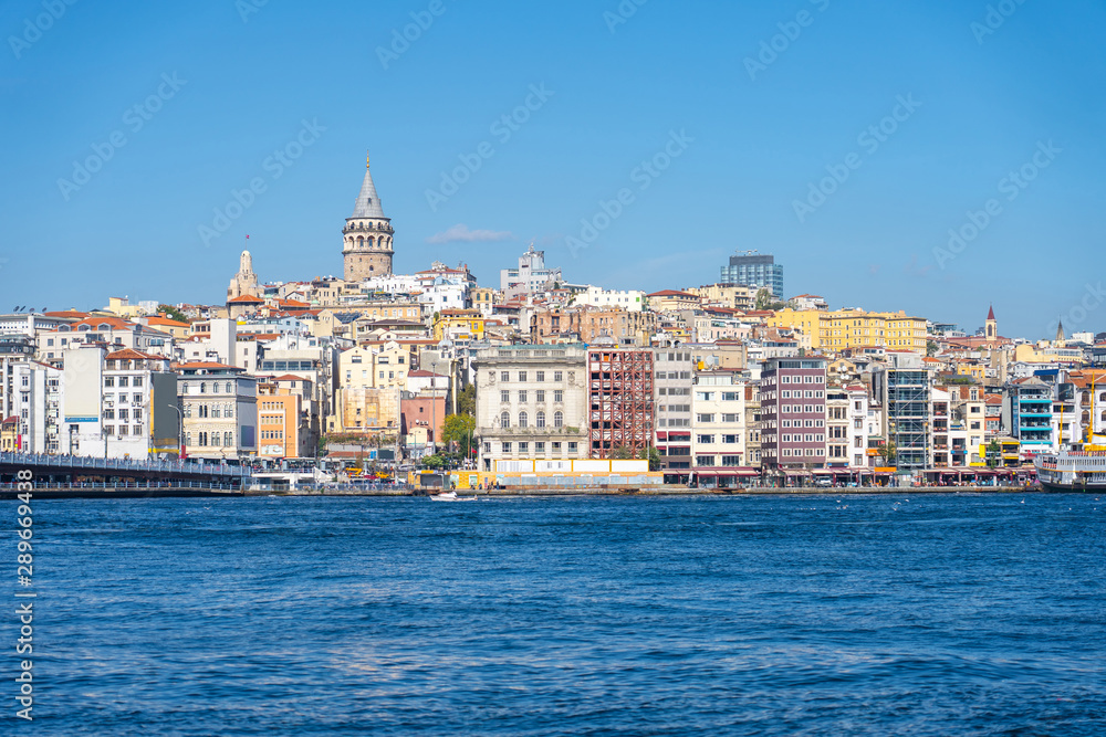 Istanbul skyline with view of Galata Tower in Turkey
