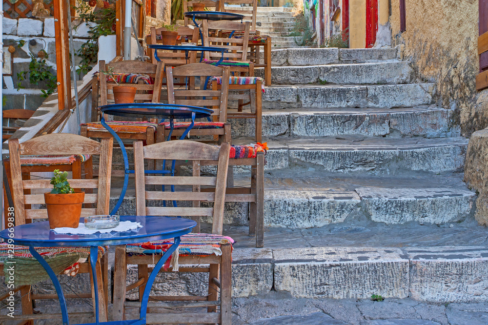 Fototapeta Street cafe in the central ancient part of Athens; Greece