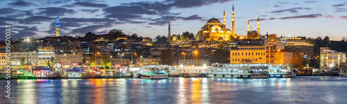 Panorama view of Istanbul port in Istanbul city, Turkey