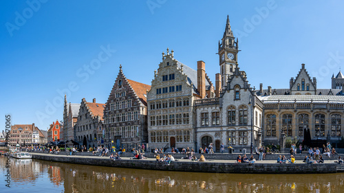Ghent old town with canal in Ghent, Belgium