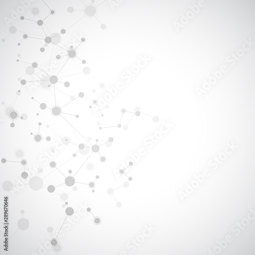 Abstract background of molecules. Molecular structures or DNA strand  genetic engineering  neural network  innovation technology  scientific research. Technological  science and medicine concept.