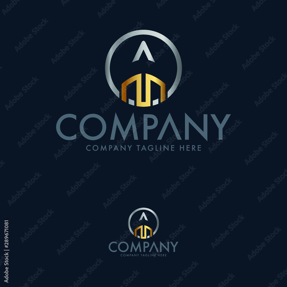 Luxury letter M pen logo design template