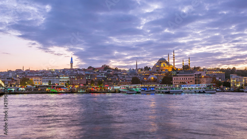 Twilight view of Istanbul port in Istanbul city  Turkey