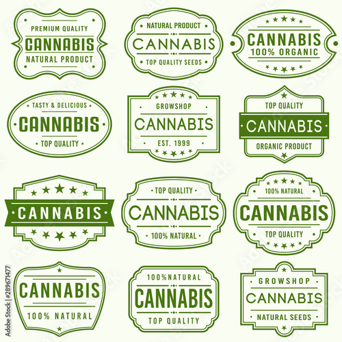 Cannabis Premium Quality Stamp. Frames. Grunge Design. Icon Art Vector. Old Style Frames.
