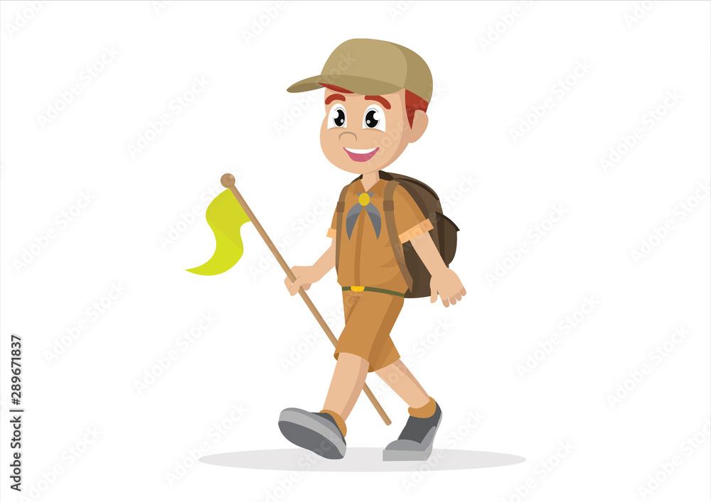 Boy scout Walking. Boy scout Walking.