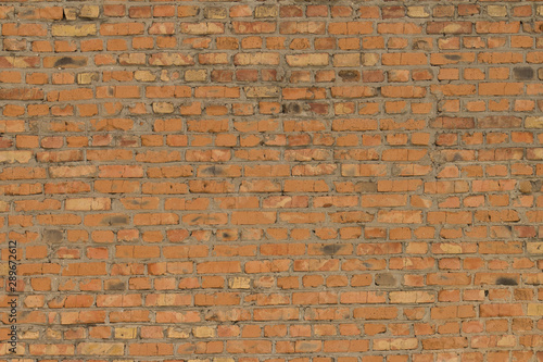 brick wall of red color, wide panorama.Old Brick Wall Background 