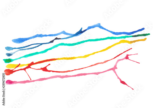 colorful line watercolor blow paint stroke striped on paper texture isolate wallpaper