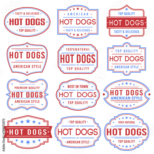 Hot Dogs Premium Quality Stamp. Frames. Grunge Design. Icon Art Vector. Old Style Frames.