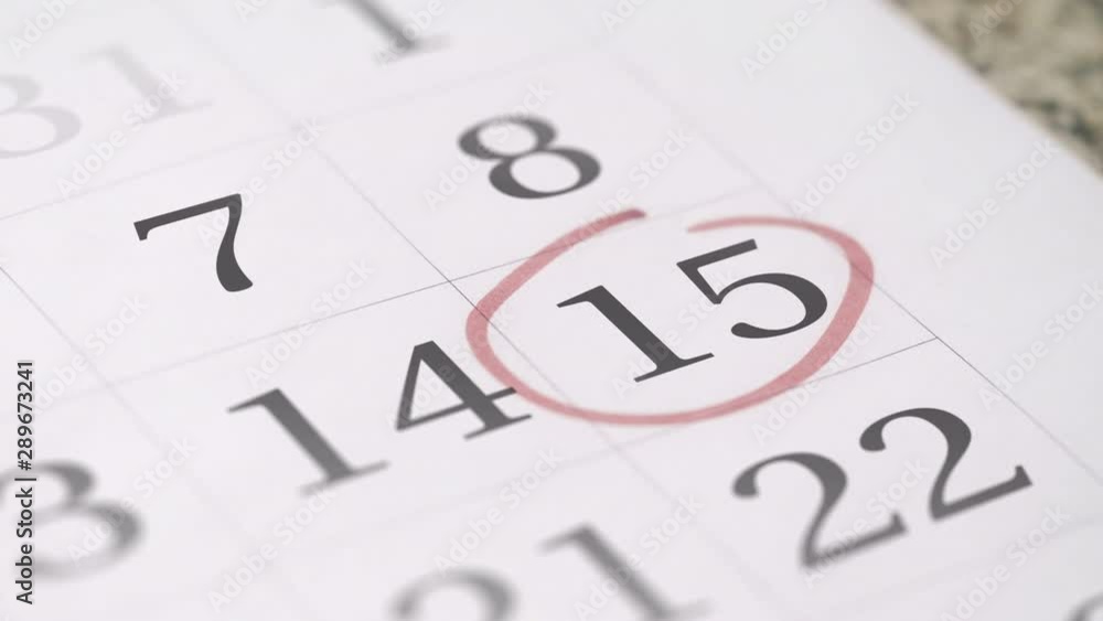Reminder mark on the fifteenth 15 day of a month Reminder mark on the fifteenth 15 day of a month