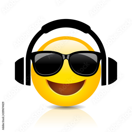 Cool emoji with headphones