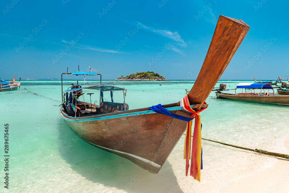Longtail boat and beautiful ocean, Thailand Longtail boat and beautiful ocean, Thailand