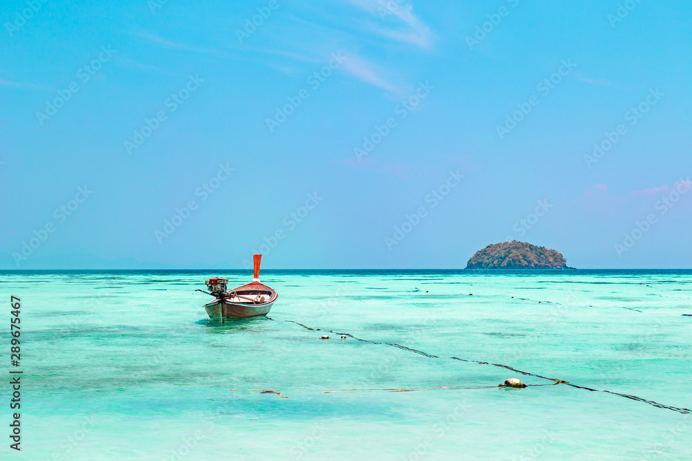 Pristine seascape with turquoise water and island