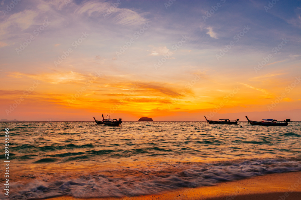 Spectacular orange marine sunset in Koh Lipe Spectacular orange marine sunset in Koh Lipe