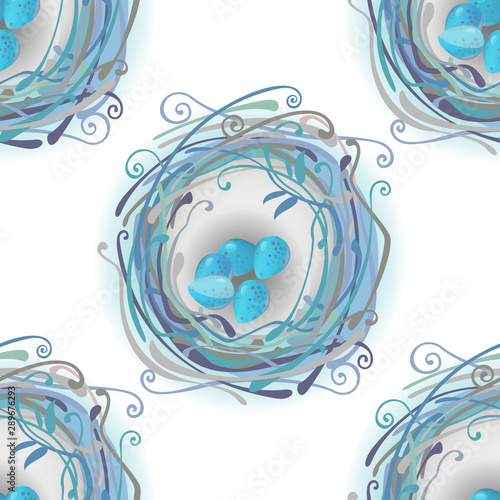 Nest. Seamless pattern. Vector graphics