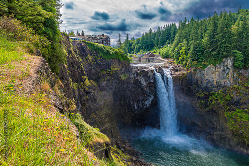 View of Snoqualmie Falls  near Seattle in the Pacific Northwest