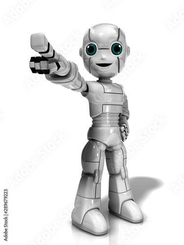 Robot pointing straight with 3d rendering2