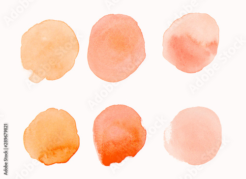 orange watercolor brush painting texture round shape