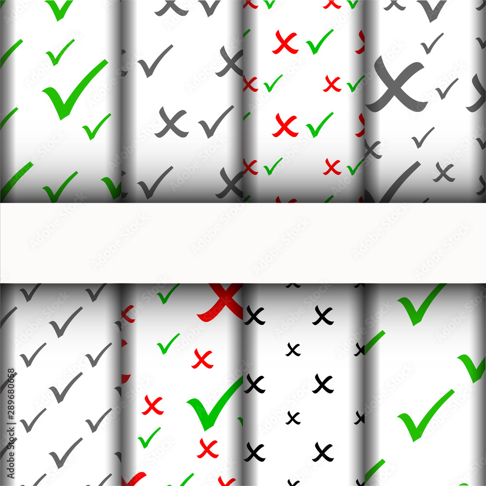 patterns and texture, Check marks icons set.