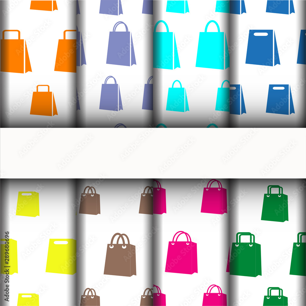 patterns and texture, bag icons set.