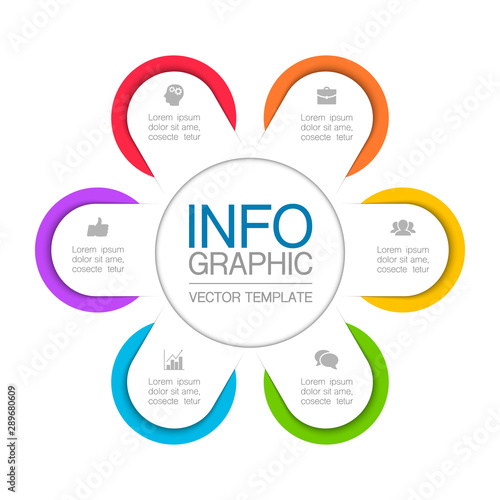 Vector iInfographic template for business, presentations, web design, 6 options.