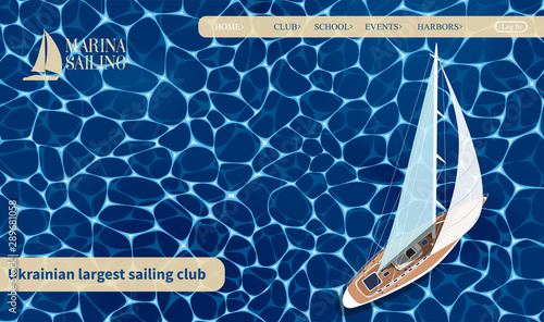 Top view sail boat website template
