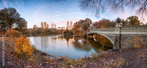 Panorama of Central Park in New York City during autumn season