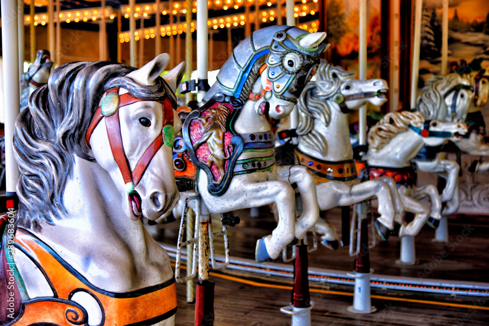 YOKOHAMA, KANAGAWA / Japan - 5 May, 2019 : Merry‐go‐round at Hakkeijima Sea Paradise. YOKOHAMA, KANAGAWA / Japan - 5 May, 2019 : Merry‐go‐round at Hakkeijima Sea Paradise.