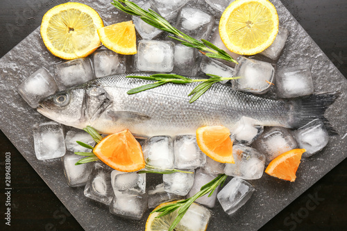 Fresh raw whole fish on ice...