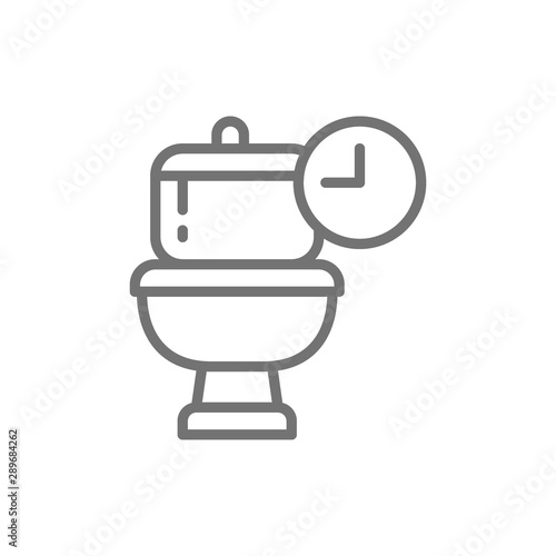Frequent toilet visits, long time in WC line icon.