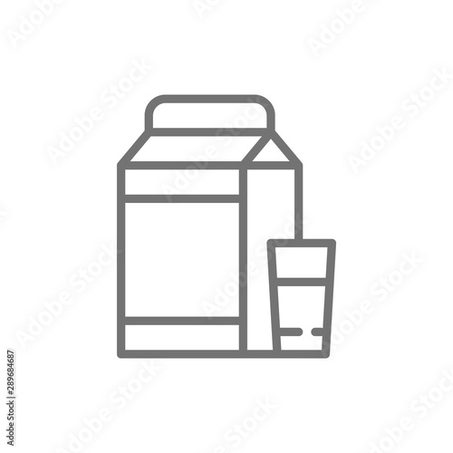 Kefir, milk, lactobacillus line icon. Isolated on white background