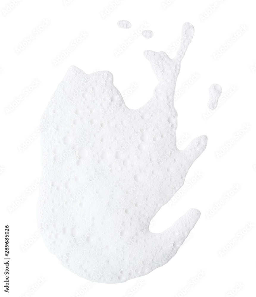 Soap foam on white background - obrazy, fototapety, plakaty 