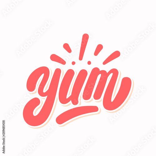 Yum. Yummy word. Vector lettering.