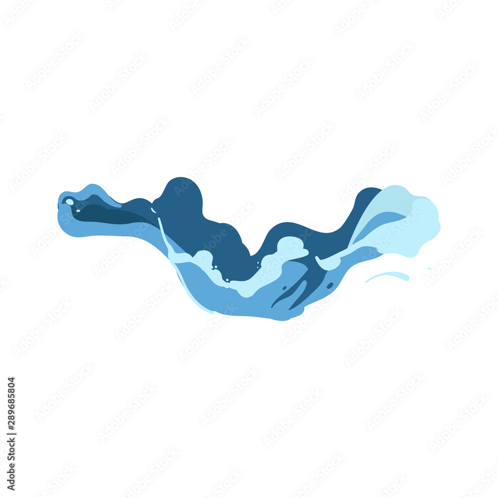 Sea wave or water splash flat cartoon vector illustration isolated on white background.