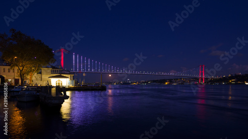 Night view of the Bosphorus Bridge, Beylerbeyi, Istanbul / Turkey