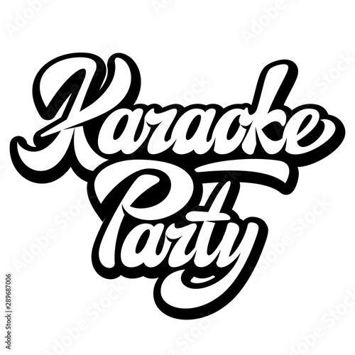 Vector illustration with calligraphic inscription karaoke party on white background