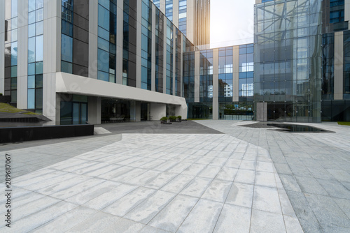 Empty floors and office buildings in the financial center  Qingdao  China