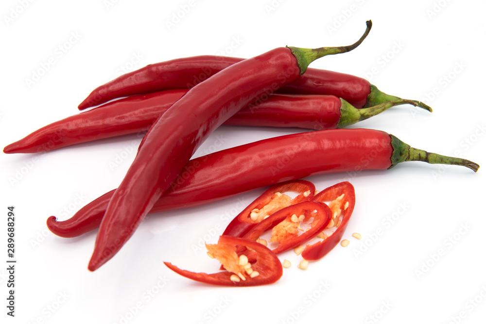 red chilli on a white background 