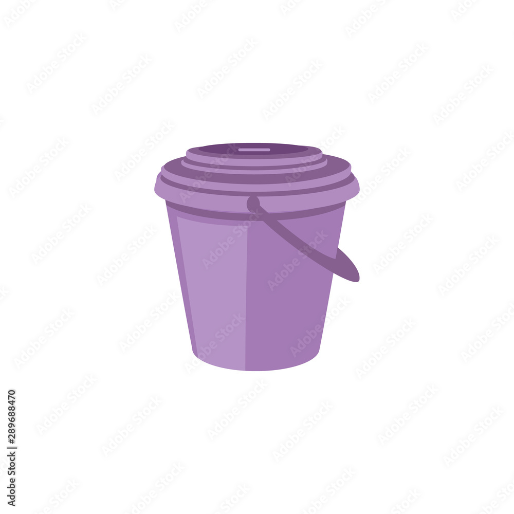 Purple bucket with closed lid isolated on white background Purple bucket with closed lid isolated on white background